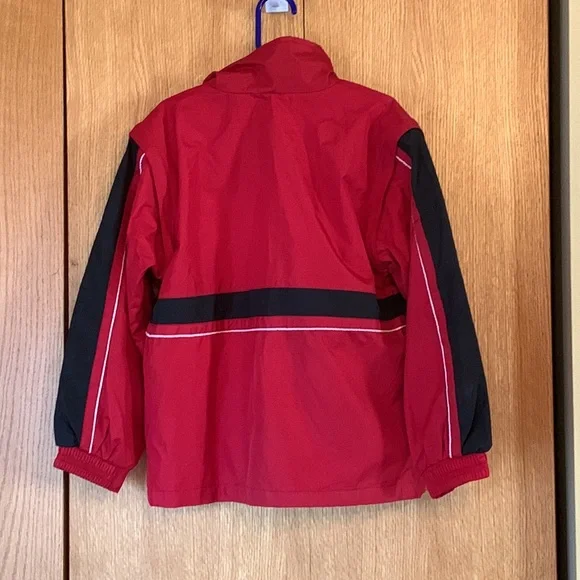 Vintage 90s XNT size 4 cape cod woven lined zip up red navy wind jacket vest EUC